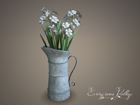 Second Life Marketplace - Vase Zinc Pitcher Paperwhite